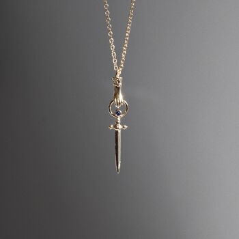 Hand Sword 18 K Gold Pendant Necklace, 3 of 6