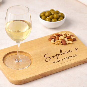 Wine And Nibbles Personalised Wooden Drinks Tray, 2 of 4
