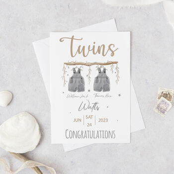 Twins Congratulations New Baby Card, 6 of 6