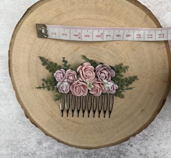 Pale Pink And Lilac Flower Hair Comb, 4 of 5