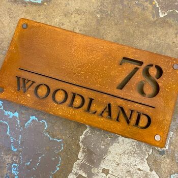 Style C Corten Steel House Name Sign, 3 of 9