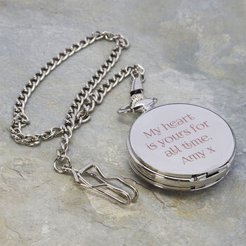 Personalised Silver Plated Dual Side Pocket Watch, 9 of 9