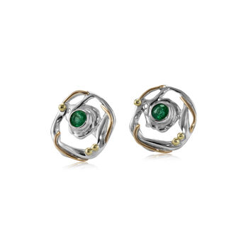 Handmade Organic Emerald Stud Earrings, 3 of 6