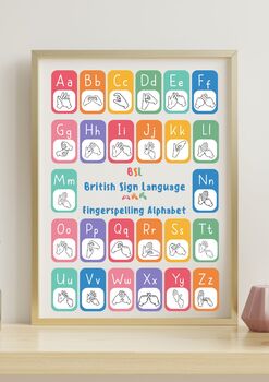 Colourful Bsl Alphabet Print, 4 of 4