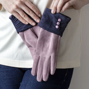 Gathered Cuff Suede Effect Gloves, 3 of 8
