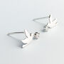 Sterling Silver Flying Dove Stud Earrings, thumbnail 2 of 5