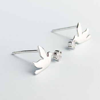 Sterling Silver Flying Dove Stud Earrings, 2 of 5