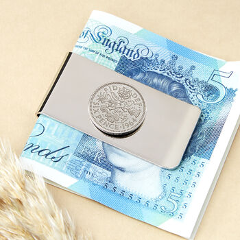 60th Birthday 1964 Sixpence Coin Money Clip, 2 of 9