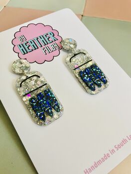 Sardines Glitter Resin Earrings, 4 of 4
