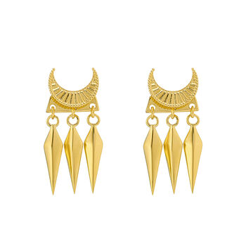 Gold Plated Engraved Moon Ear Jackets, 2 of 4