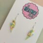 Small Light Green Glitter Lightning Bolt Earrings / Electric Green Jewellery Small Mint Statement / Pastel Flash Gift, thumbnail 6 of 6