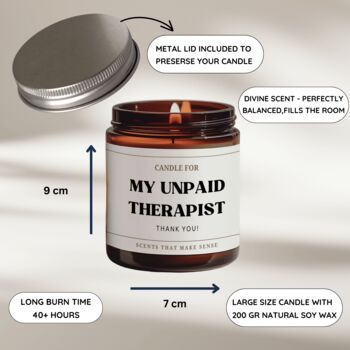 Birthday Gift For Friend Funny Candle Thank You Unpaid Therapist, 3 of 9