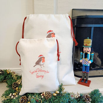 Personalised Robin Christmas Sacks | Special Delivery, 2 of 6