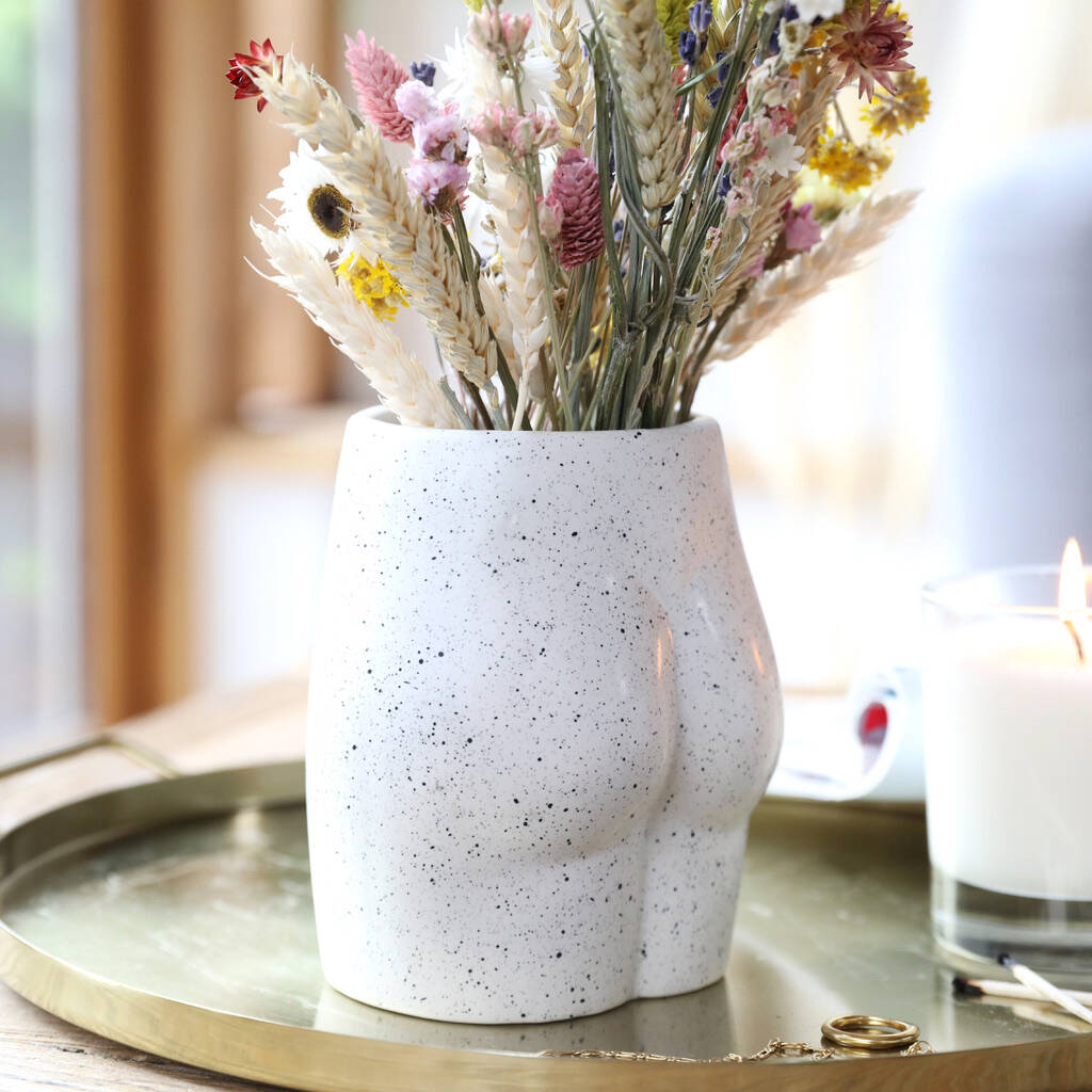Ceramic Speckled Bum Vase, H14cm, 1 of 3