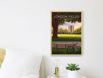 London Fields Hackney Travel Poster Art Print, 3 of 8