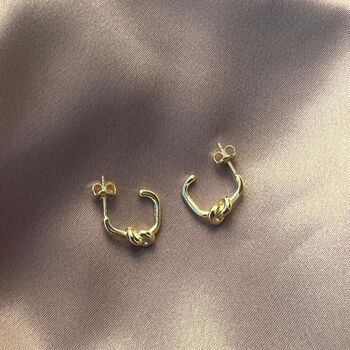 Semi Hoop Knot Sterling Silver Earring, 5 of 8