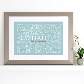 Personalised Dad's Favourites Word Art Print, 6 of 8