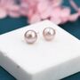 Natural Pink Pearl Stud Earrings In Sterling Silver, thumbnail 2 of 11