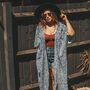 Sky Blue Leopard Print Viscose Kimono, thumbnail 1 of 4