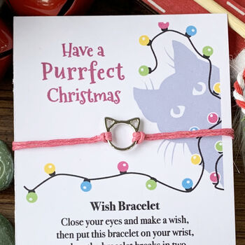 Wish Bracelet With A Cat Charm. Have A Purrfect Christmas, 5 of 5