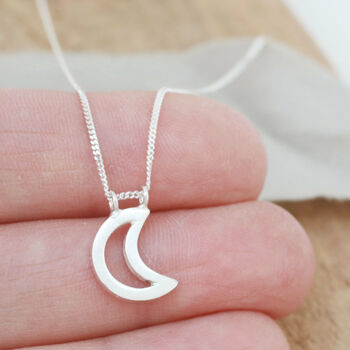 Silver Moon Necklace. Geometric Pendant, 3 of 5