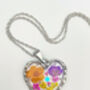 Heart Pendant Necklace With Pastel Flowers In Silver Or Gold, thumbnail 6 of 10