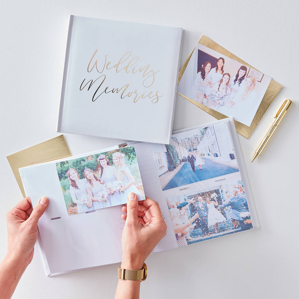 White And Gold Foiled Wedding Photo Album, 1 of 3
