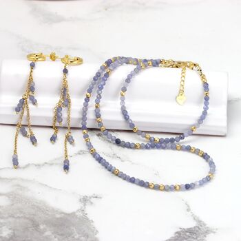 Tanzanite Hoop Drop Earrings In Sterling Silver Or Gold Vermeil, 7 of 11