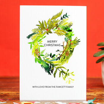 A Set Of Personalised Christmas Wreath Cards, 3 of 4