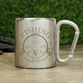 Personalised Fishing Club Stainless Steel Camping Mug, 4 of 5