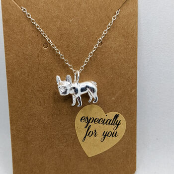 Solid Sterling Silver French Bulldog Necklace, 3 of 3