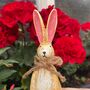 Little Rabbit Sitting Ornament With Twine Bow, thumbnail 2 of 4