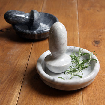 Marble Flat Pestle And Mortar. Two Sizes Available, 4 of 5