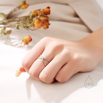 Sterling Silver Hammered Cross Ring, 4 of 11