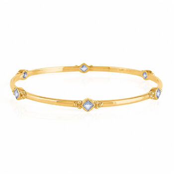 Divinity Princess Blue Topaz Bangle Sterling Silver Or Gold Plated, 6 of 10