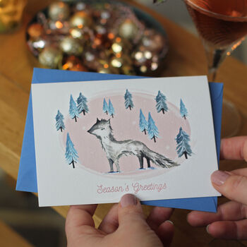 Set Of Vintage Style Arctic Fox Christmas Cards, 4 of 4