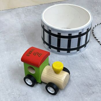 Personalised Wooden Train With Tape Track, 4 of 4