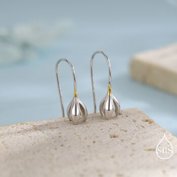 Snowdrop Flower Drop Earrings In Sterling Silver, 2 of 9