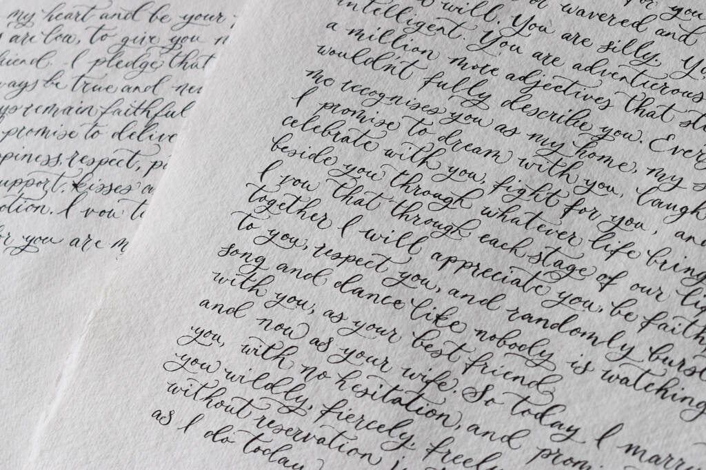 Personalised Handwritten Calligraphy Wedding Vows By Wild Sea ...