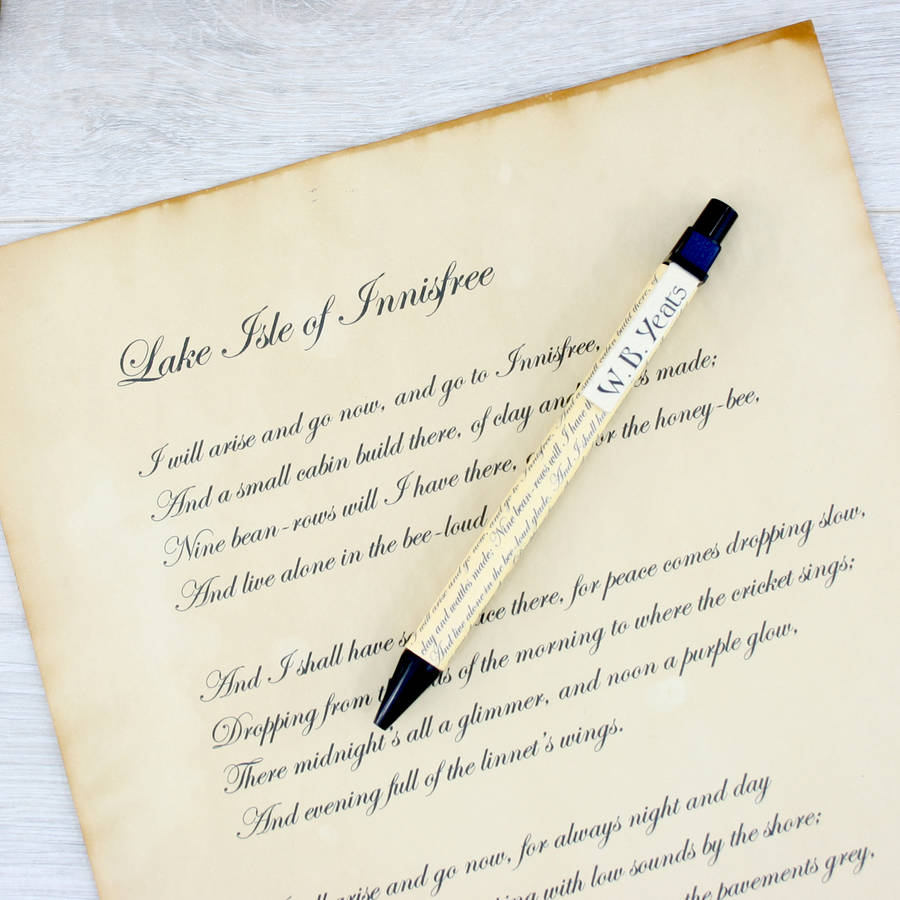 The Lake Isle Of Innisfree Poetry Pen By Six0six Design Notonthehighstreet Com