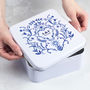 Personalised Blue And White Anniversary Tin, thumbnail 2 of 5