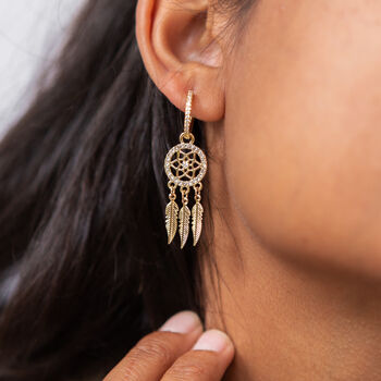 Gold Plated Dream Catcher Earrings, 4 of 8