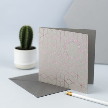 Birthday Wishes Pink Metallic Foil Card, 2 of 5