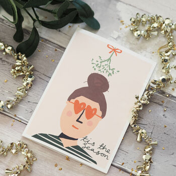 Tis The Season Mistletoe Christmas Card For Her, 5 of 5