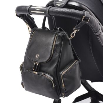 Amber Midi Black Pebble Leather Backpack, 3 of 11