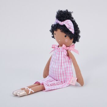 Personalised Soft Doll In Gingham Outfit, 3 of 5