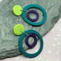 Brightly Coloured Wonky Hoop Retro Style Earrings, thumbnail 3 of 6