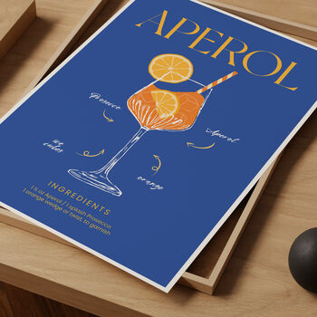 Aperol Spritz Cocktail Recipe Art Print, 2 of 2