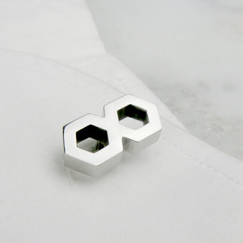 Geometric Infinity Cufflinks Silver Rose Or Gold Colour, 3 of 6