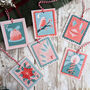 Festive Retro Stamps Gift Tags, thumbnail 2 of 10